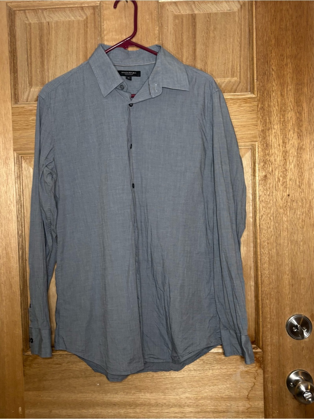 Banana Republic Gray Long-Sleeve cotton Button-Up Shirt size M